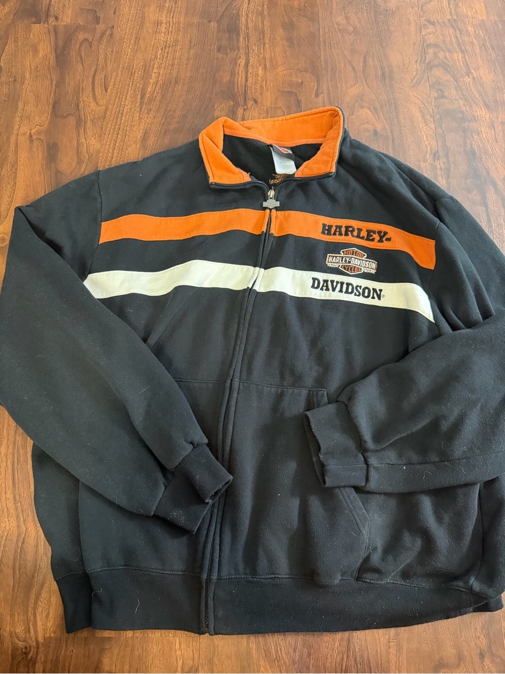 Harley-Davidson Black & Orange Embroidered Patch Jacket